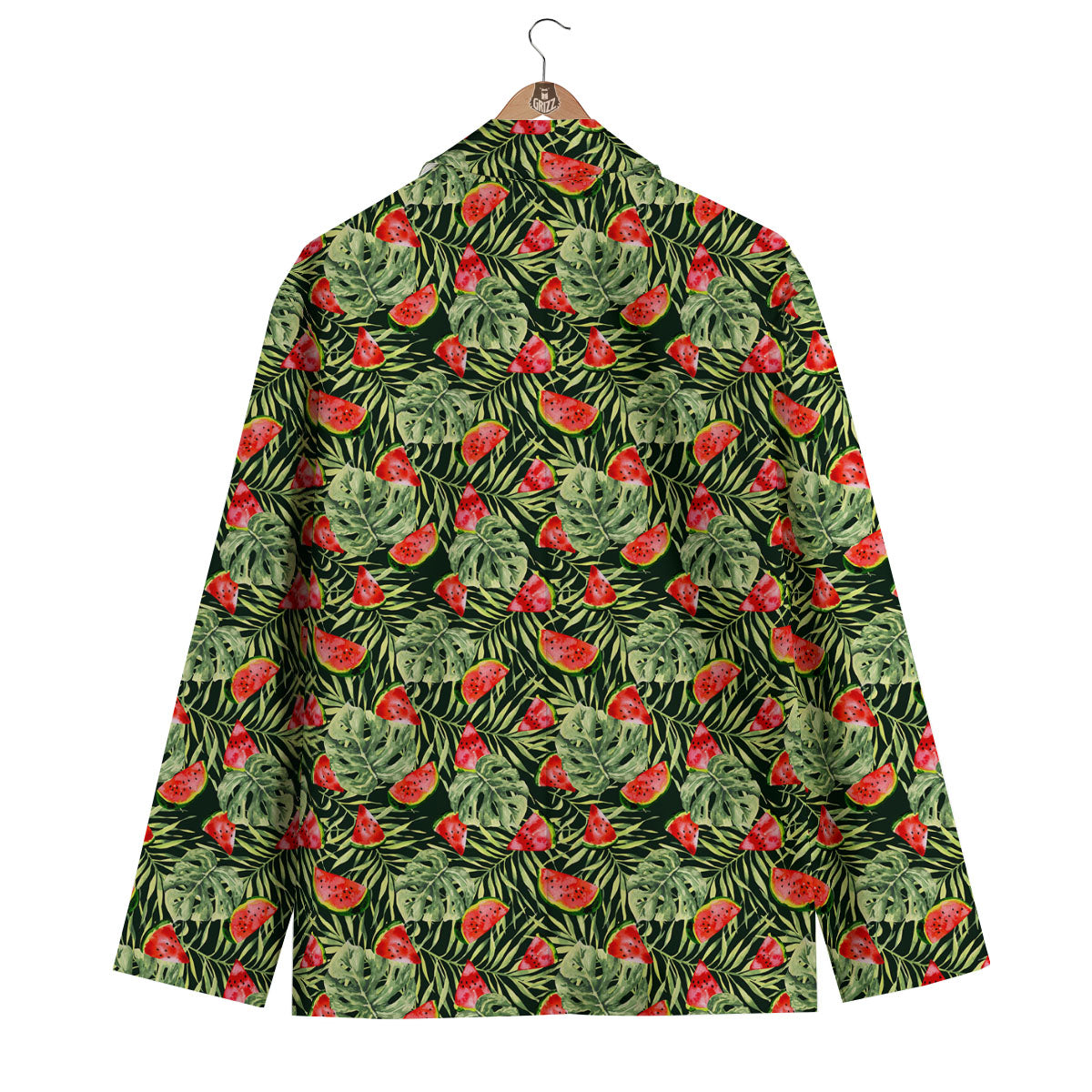 Leaf Palm Watermelon Black Print Pattern Men's Blazer-grizzshop