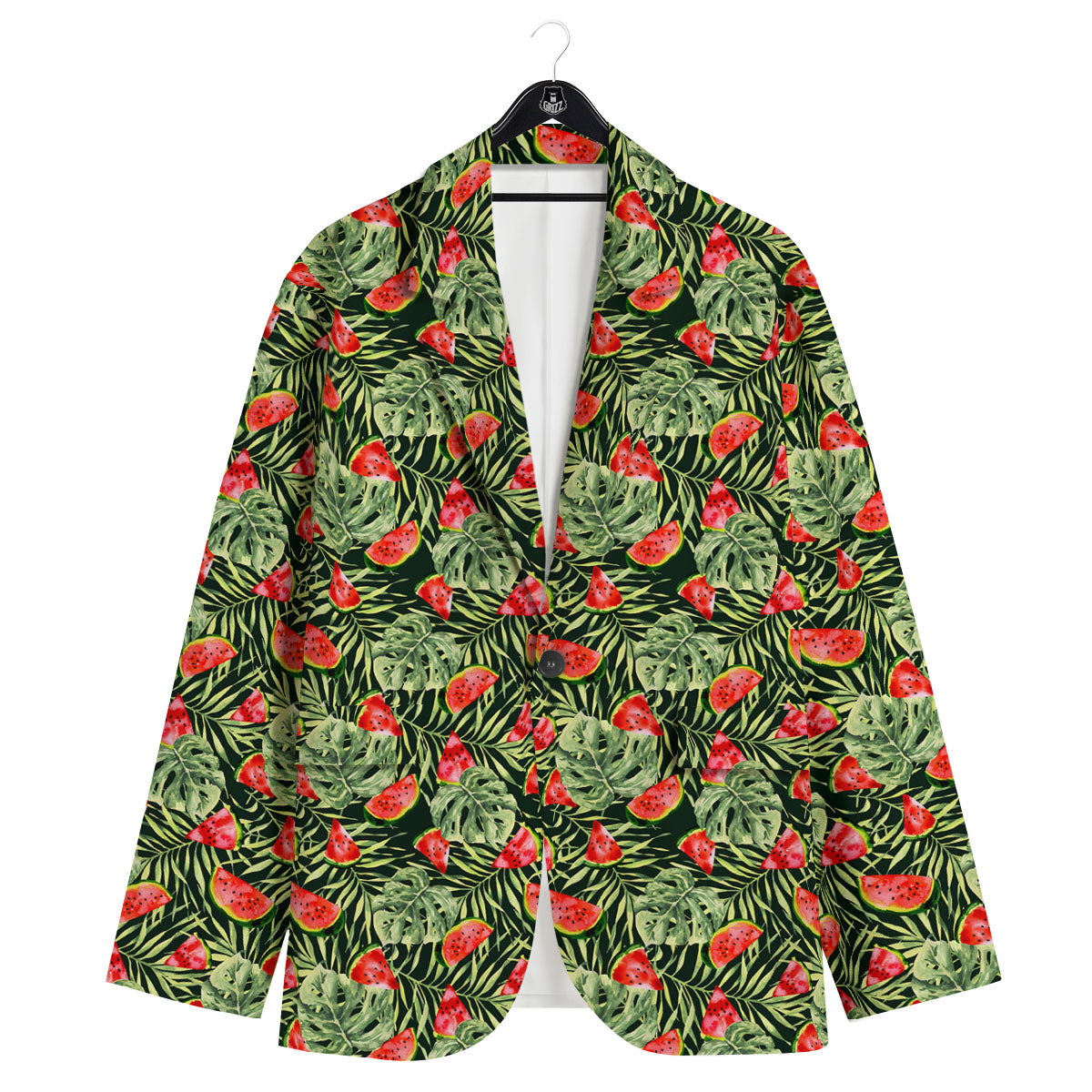 Leaf Palm Watermelon Black Print Pattern Men's Sport Coat-grizzshop
