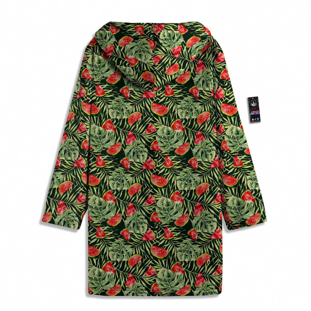 Leaf Palm Watermelon Black Print Pattern Men's Windbreaker Jacket-grizzshop