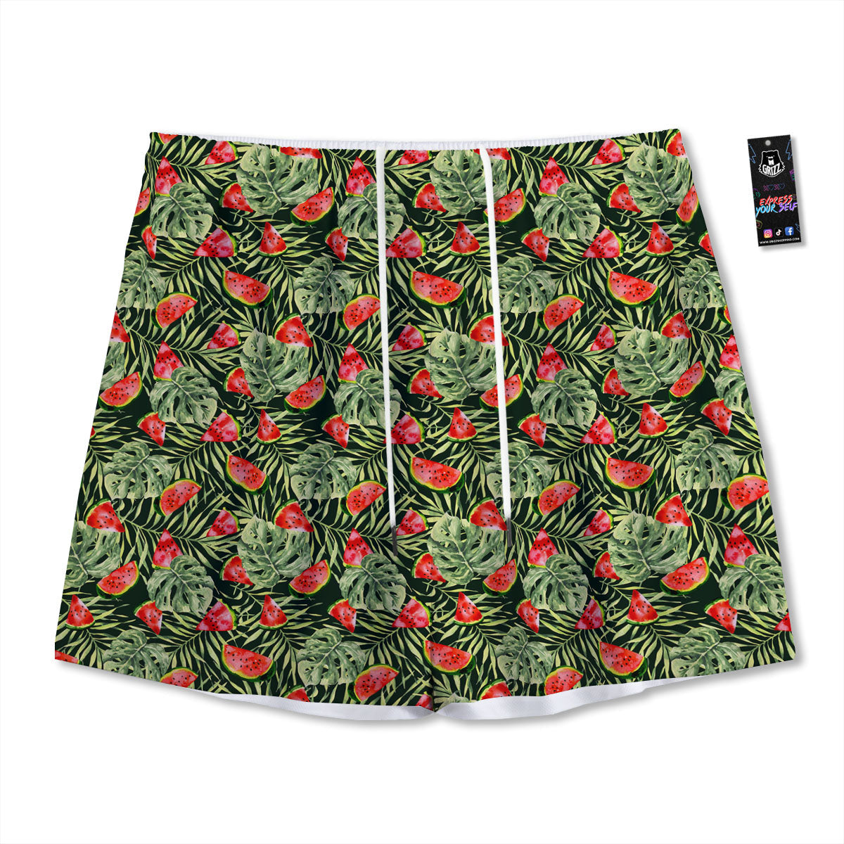 Ivy Leaf Green Print Pattern Mesh Shorts