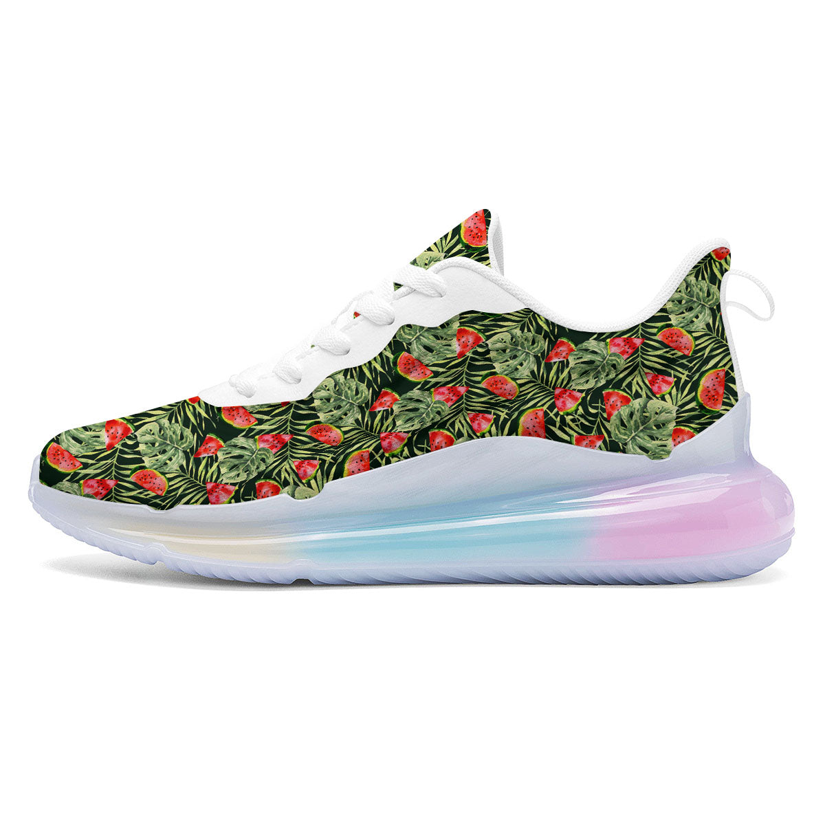 Leaf Palm Watermelon Black Print Pattern Running Sneakers-grizzshop