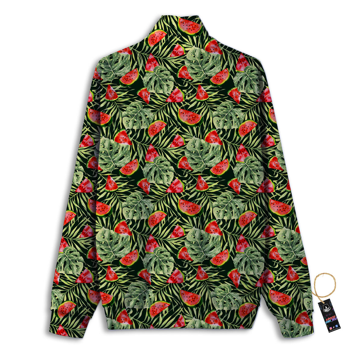 Leaf Palm Watermelon Black Print Pattern Track Jacket-grizzshop