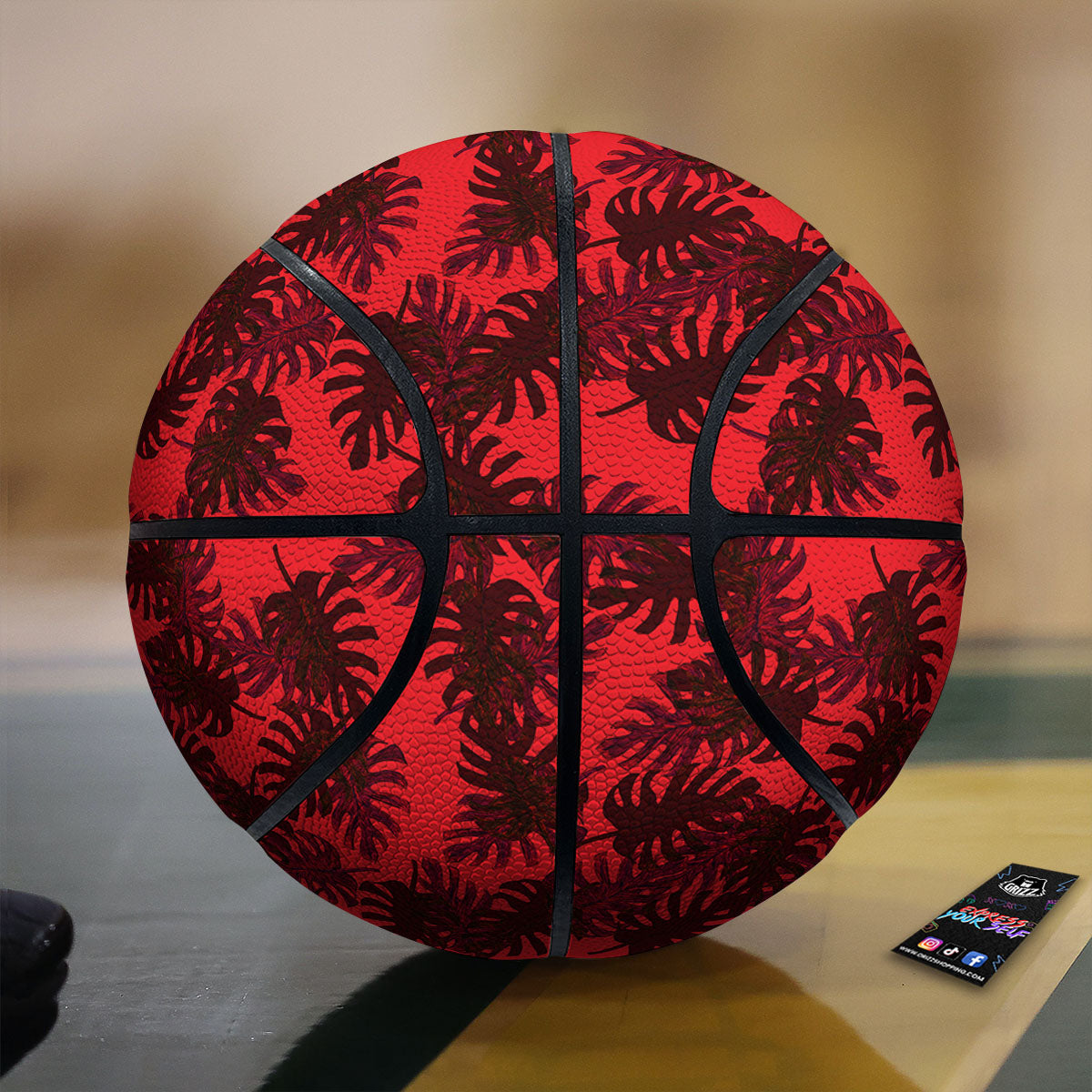 Leaf Red Print Pattern Basketball-grizzshop