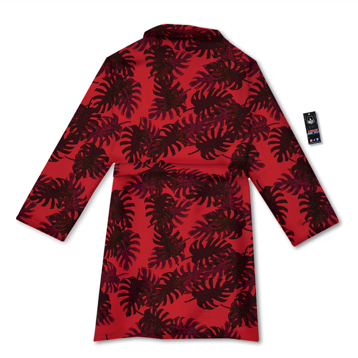 Leaf Red Print Pattern Bathrobe-grizzshop