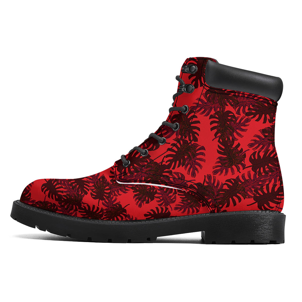 Leaf Red Print Pattern Boots-grizzshop