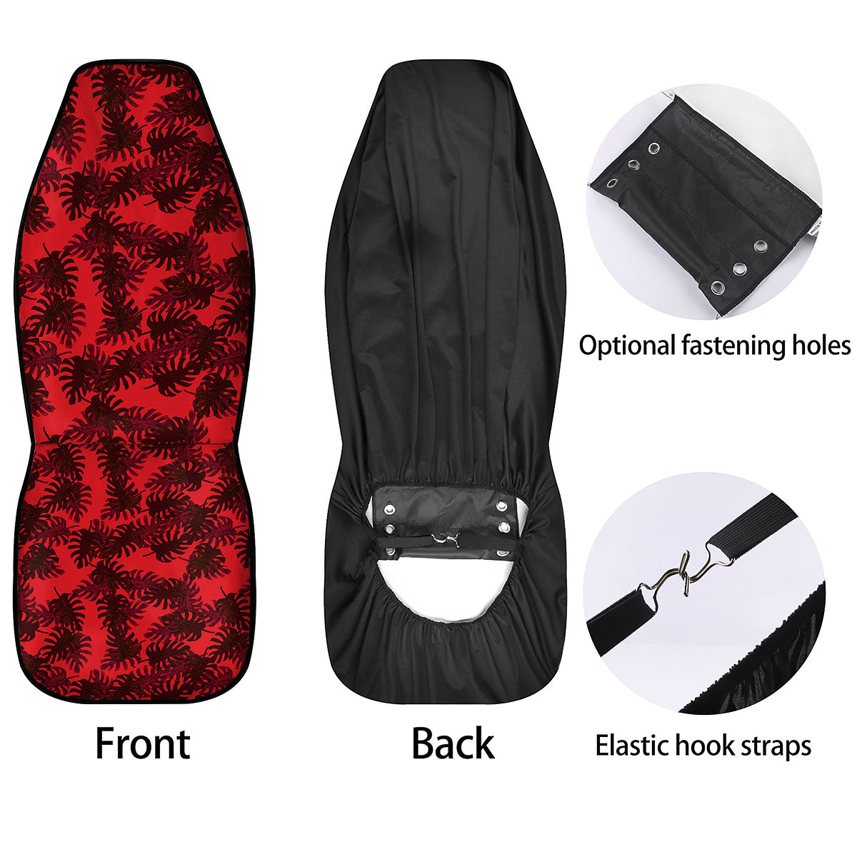 Leaf Red Print Pattern Car Seat Covers-grizzshop