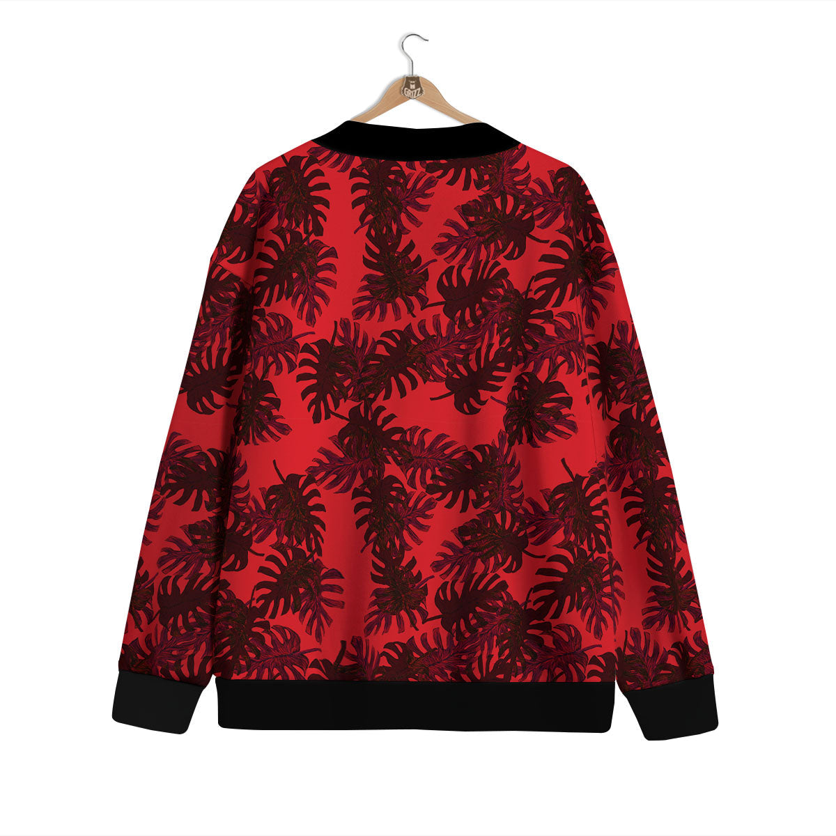 Leaf Red Print Pattern Cardigan-grizzshop