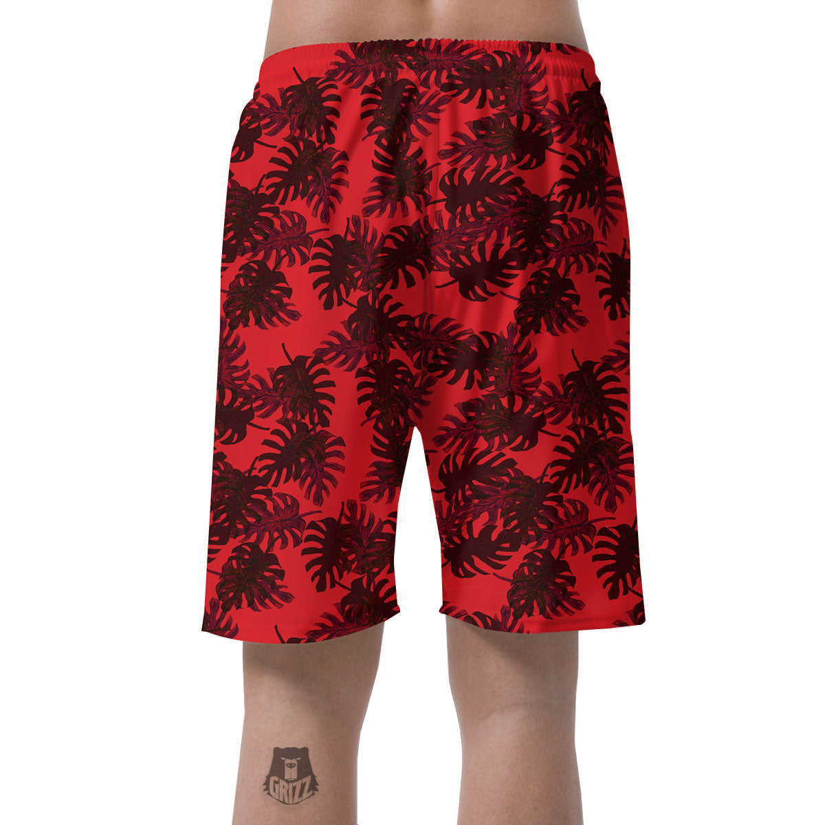 Leaf Red Print Pattern Men's Shorts-grizzshop