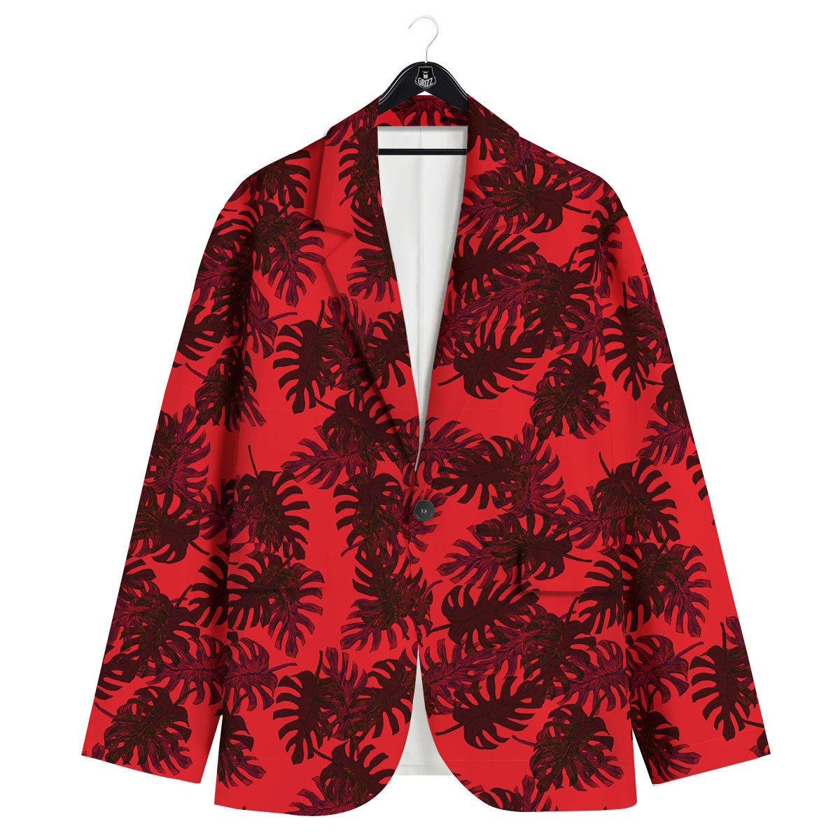 Leaf Red Print Pattern Men's Sport Coat-grizzshop
