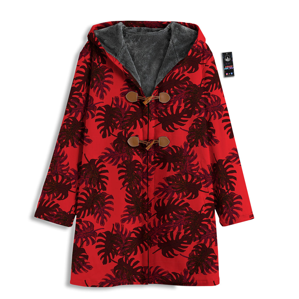 Leaf Red Print Pattern Men's Windbreaker Jacket-grizzshop