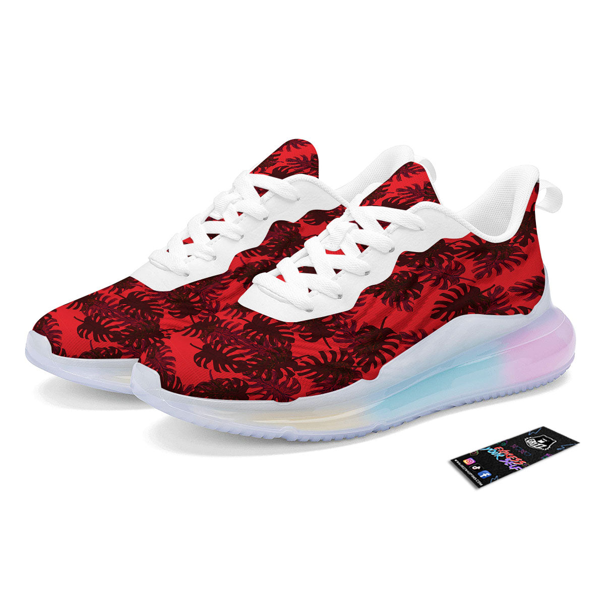 Leaf Red Print Pattern Running Sneakers-grizzshop