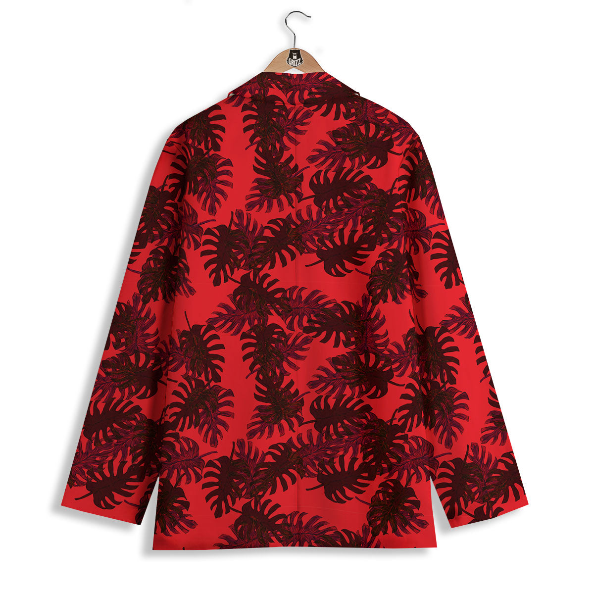 Leaf Red Print Pattern Women's Blazer-grizzshop