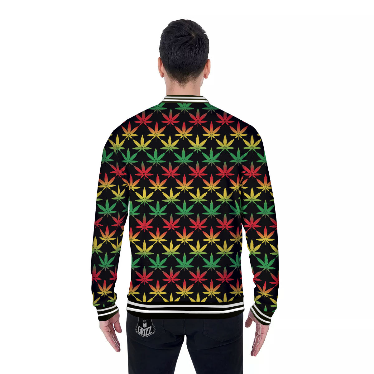 Leaf Reggae Marijuana Print Pattern Baseball Jacket-grizzshop