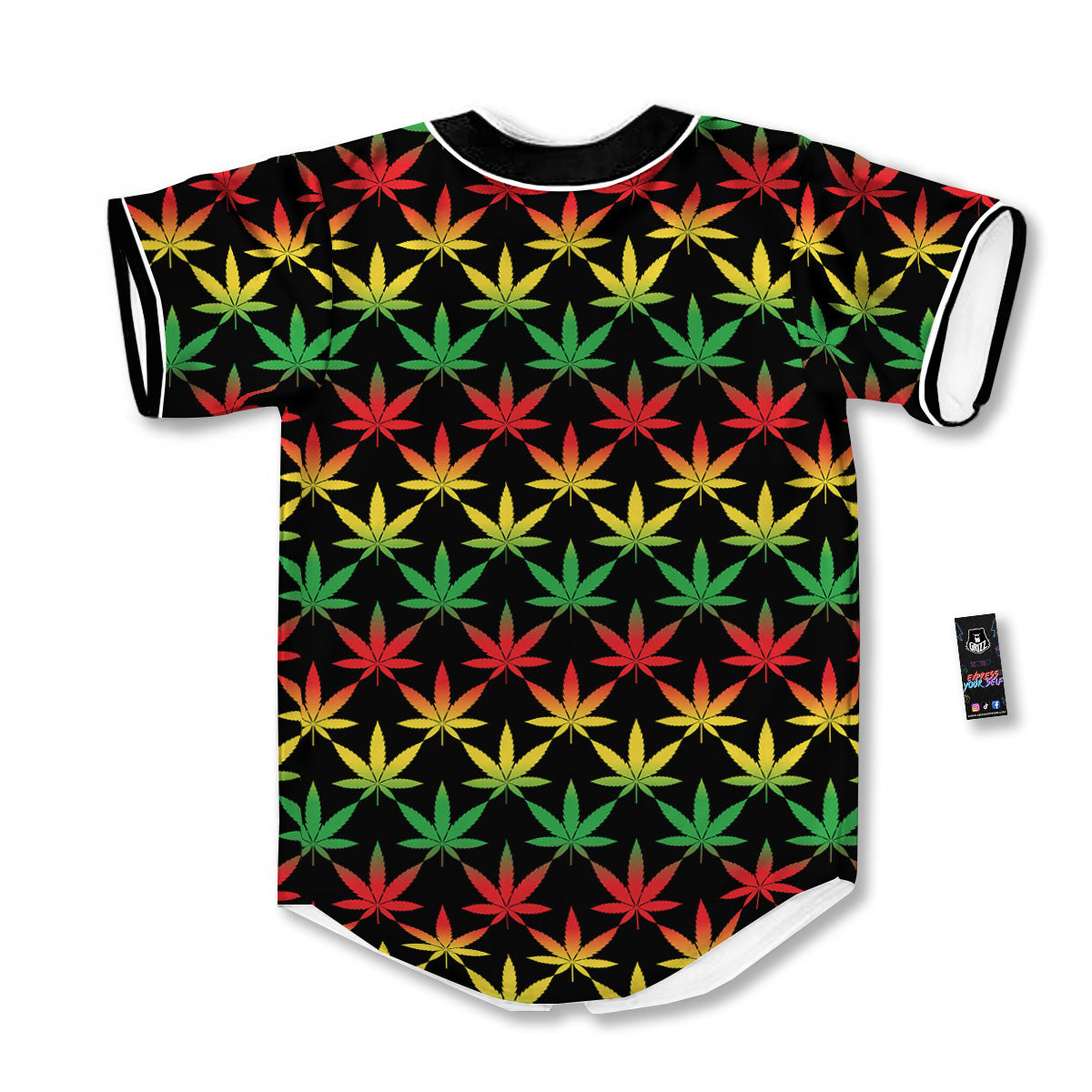 Leaf Reggae Marijuana Print Pattern Baseball Jersey-grizzshop