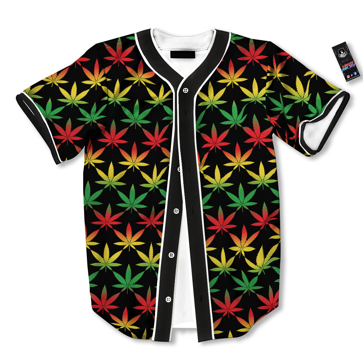 Leaf Reggae Marijuana Print Pattern Baseball Jersey-grizzshop