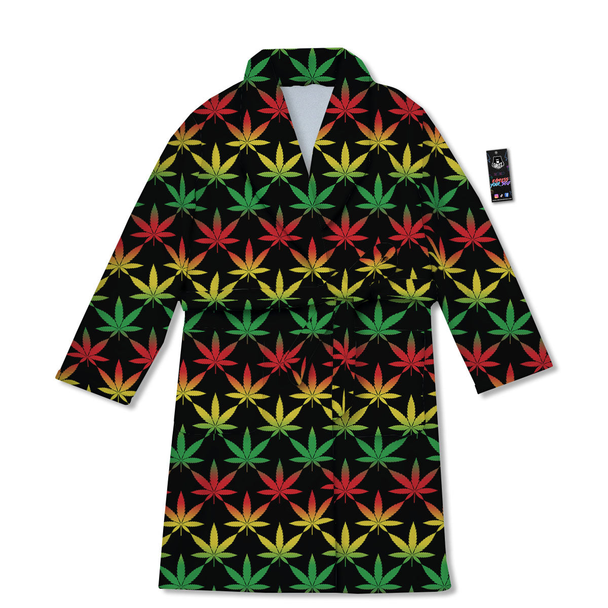 Leaf Reggae Marijuana Print Pattern Bathrobe-grizzshop