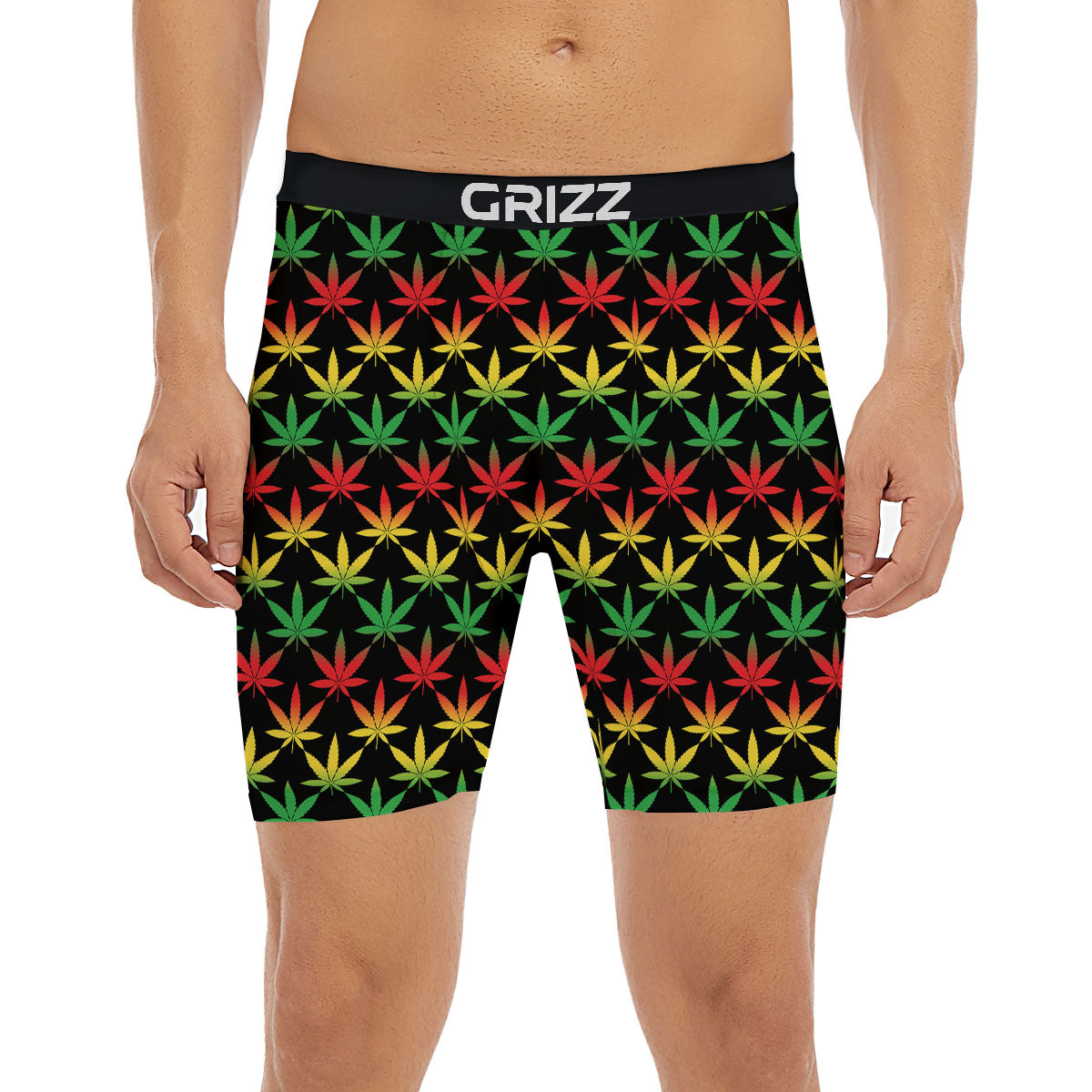Leaf Reggae Marijuana Print Pattern Boxer Briefs-grizzshop