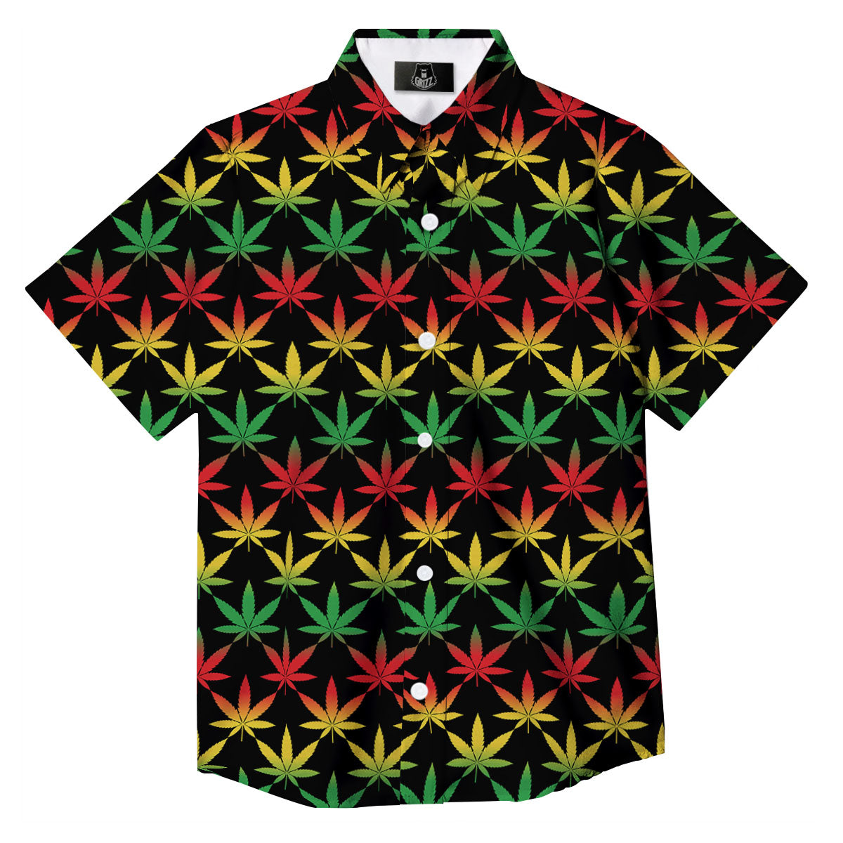 Leaf Reggae Marijuana Print Pattern Button Up Shirt-grizzshop