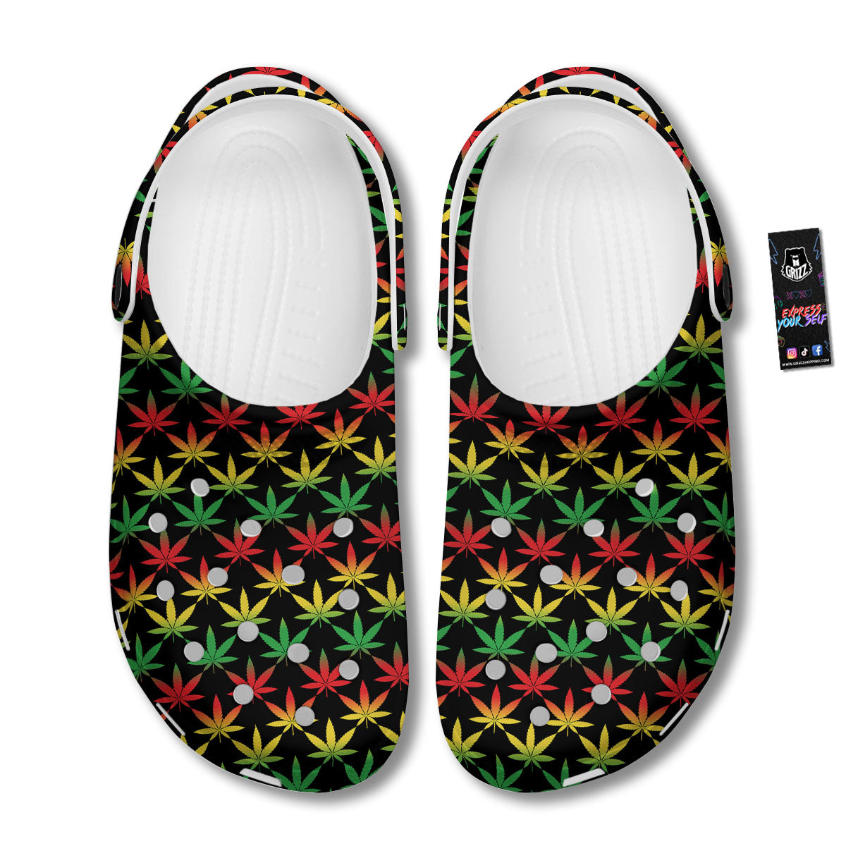 Leaf Reggae Marijuana Print Pattern Clog-grizzshop