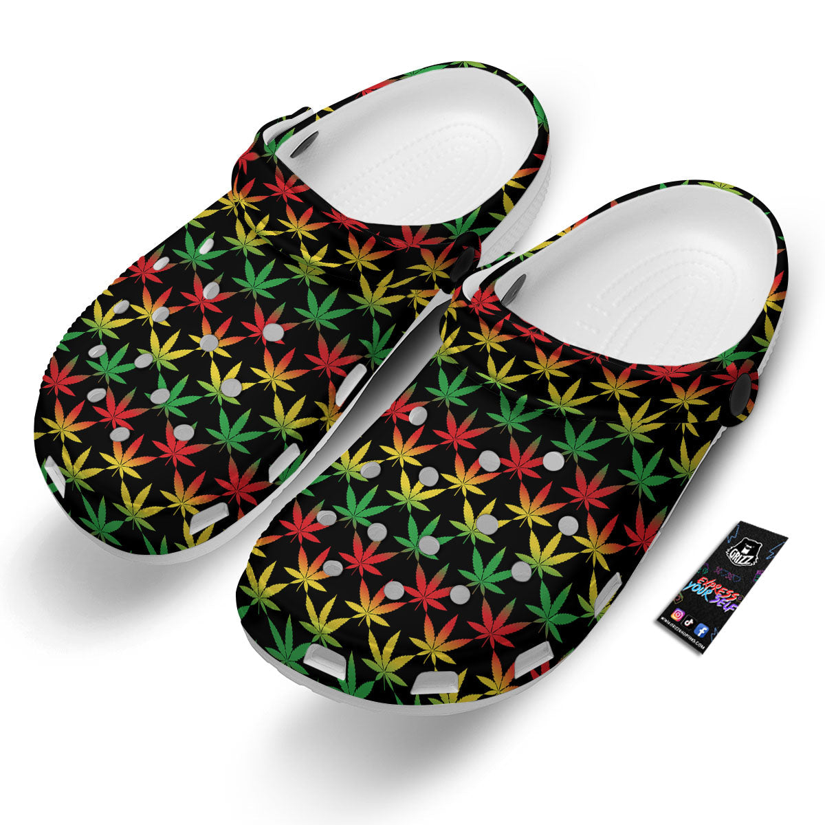 Leaf Reggae Marijuana Print Pattern Clog-grizzshop