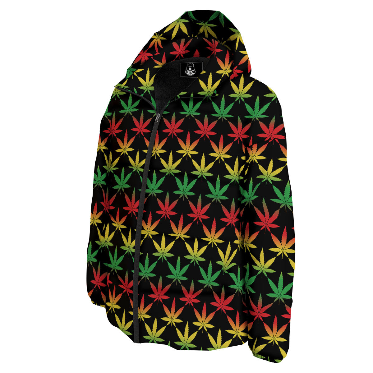 Leaf Reggae Marijuana Print Pattern Down Jacket-grizzshop
