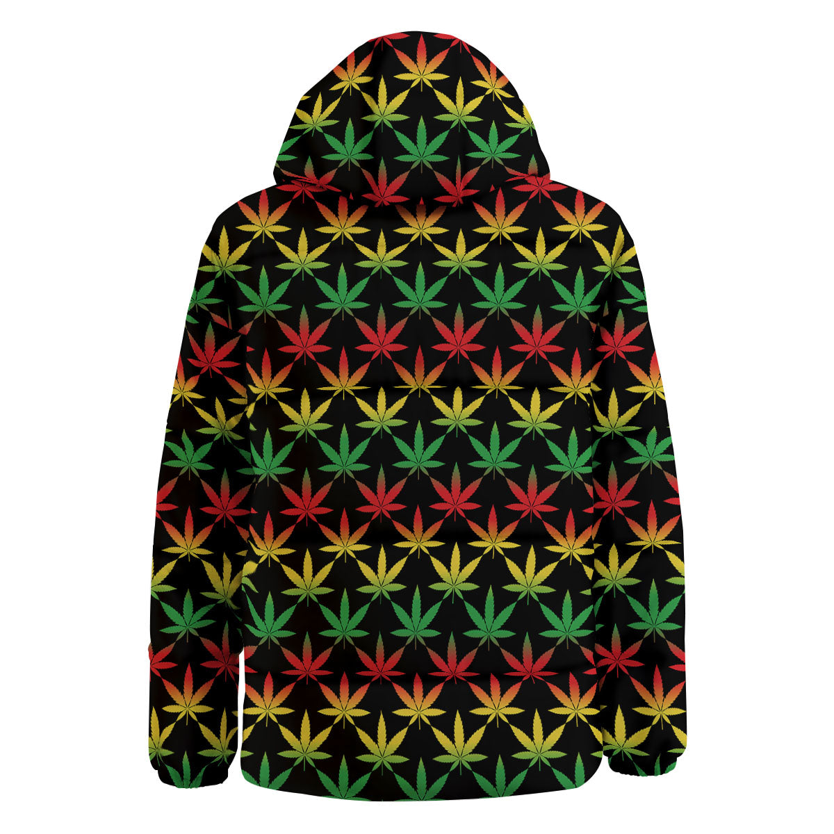 Leaf Reggae Marijuana Print Pattern Down Jacket-grizzshop