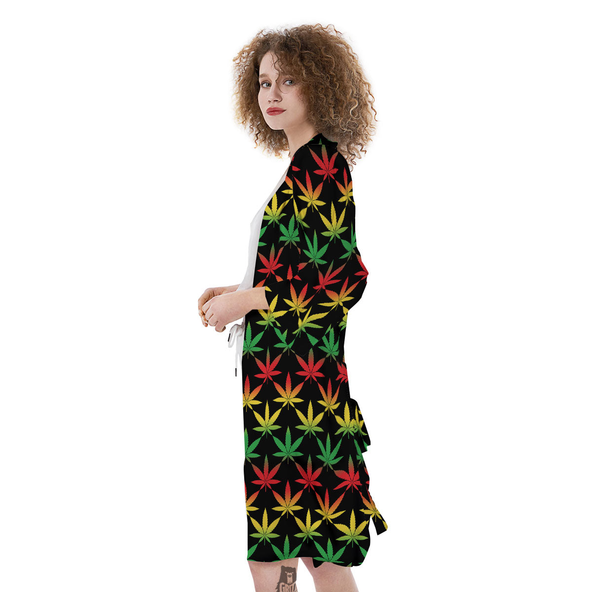 Leaf Reggae Marijuana Print Pattern Kimono-grizzshop