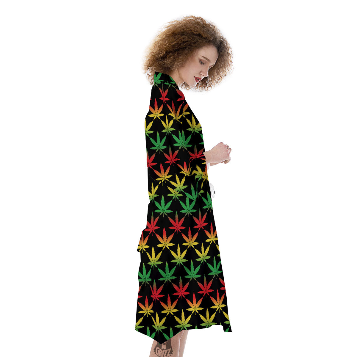 Leaf Reggae Marijuana Print Pattern Kimono-grizzshop