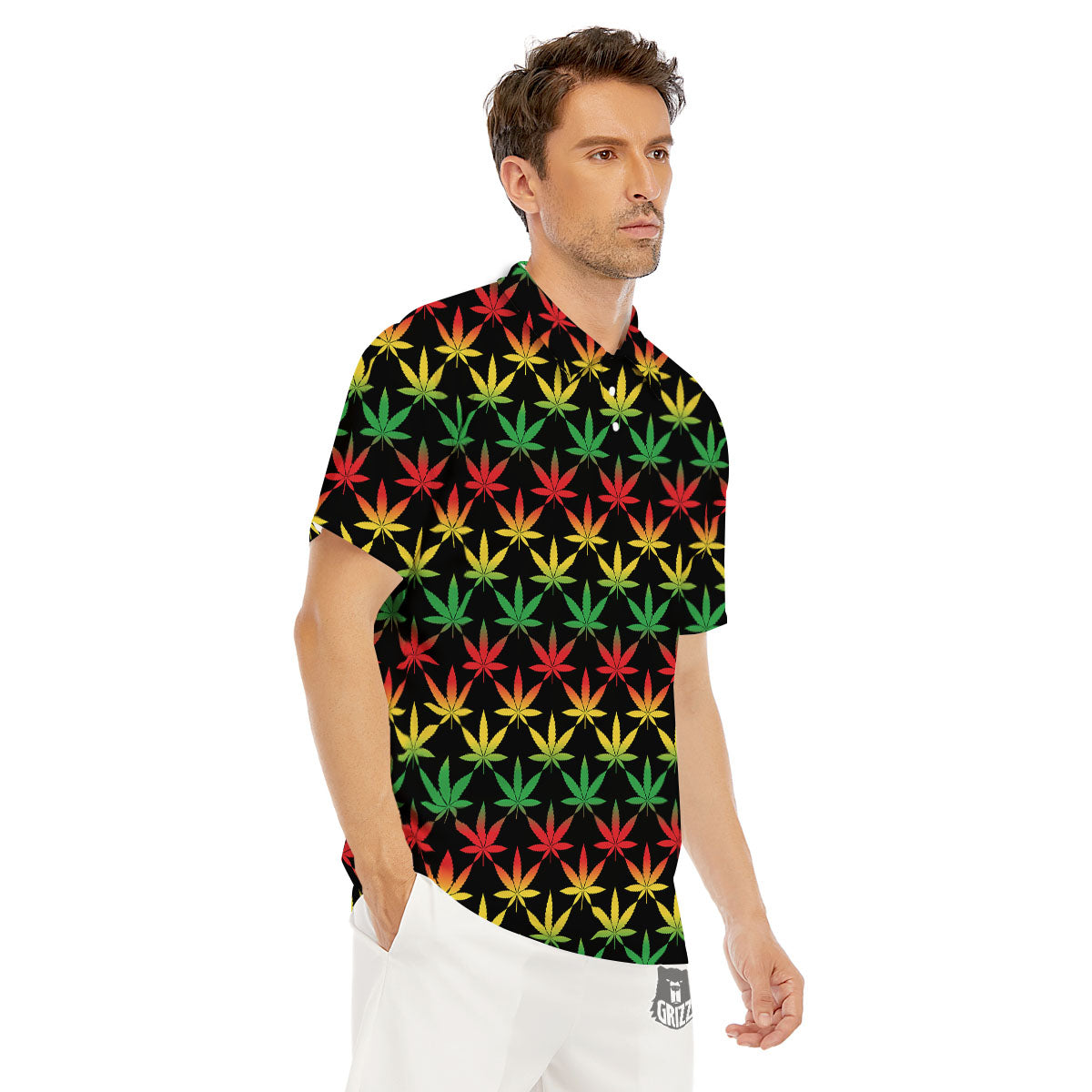 Leaf Reggae Marijuana Print Pattern Men's Golf Shirts-grizzshop