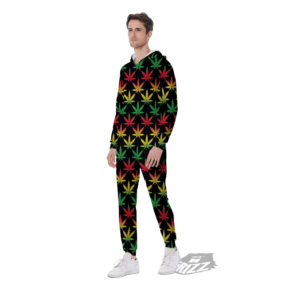 Leaf Reggae Marijuana Print Pattern Men's Jumpsuit-grizzshop