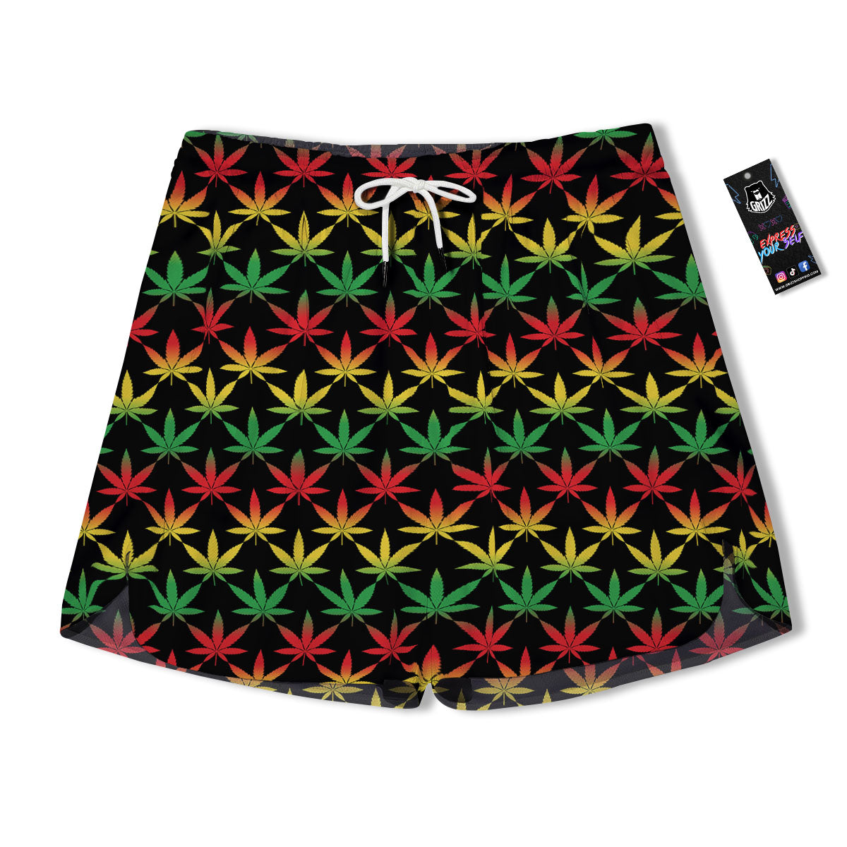 Leaf Reggae Marijuana Print Pattern Men's Running Shorts-grizzshop