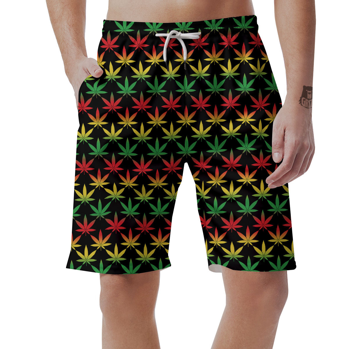 Leaf Reggae Marijuana Print Pattern Men's Shorts-grizzshop
