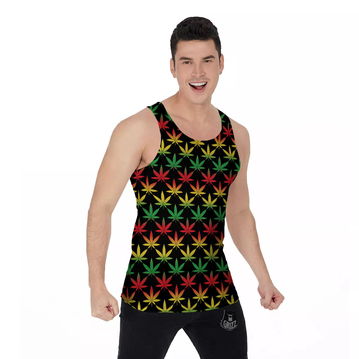 Leaf Reggae Marijuana Print Pattern Men's Tank Top-grizzshop