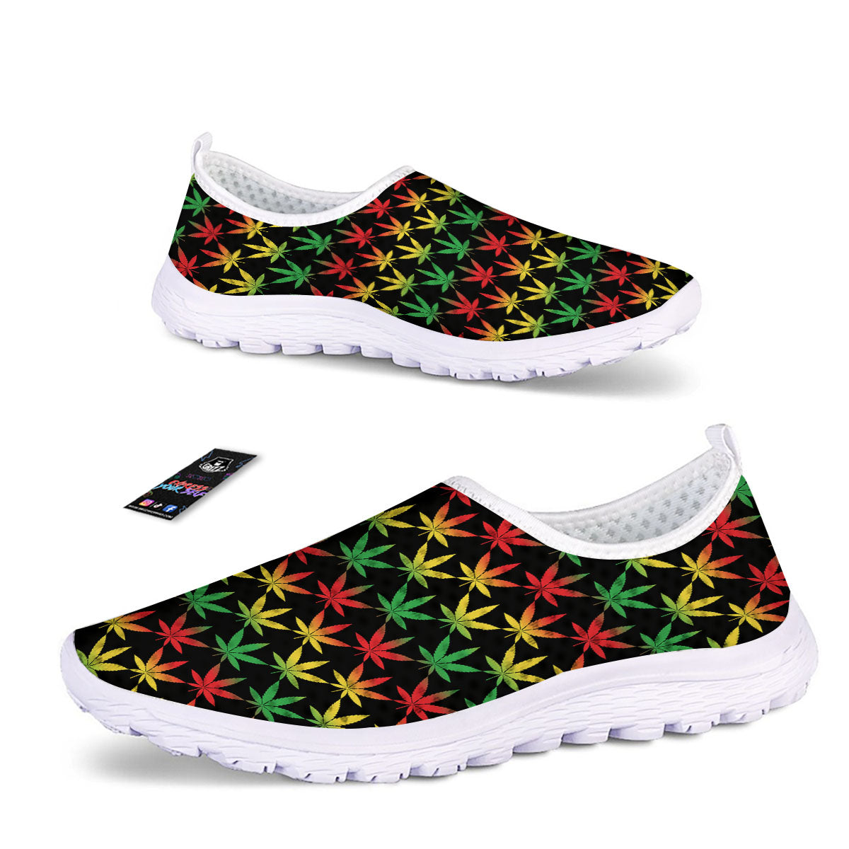 Leaf Reggae Marijuana Print Pattern Nurse Shoes-grizzshop