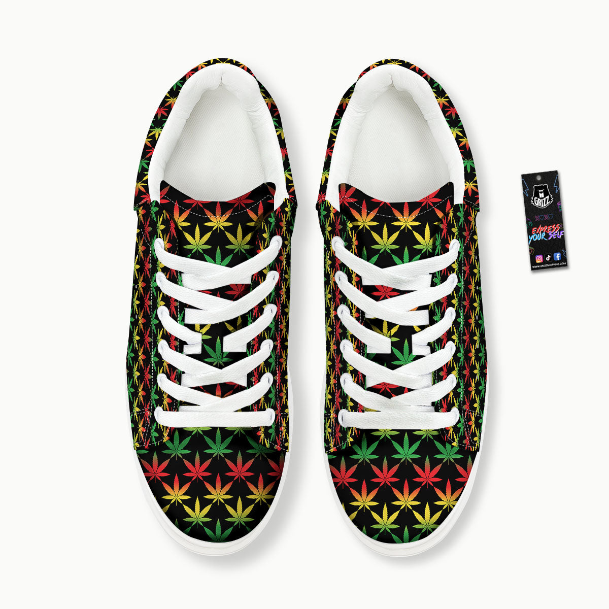 Leaf Reggae Marijuana Print Pattern Platform Shoes-grizzshop