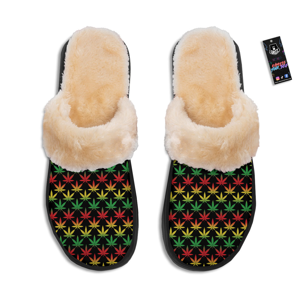 Leaf Reggae Marijuana Print Pattern Slippers-grizzshop