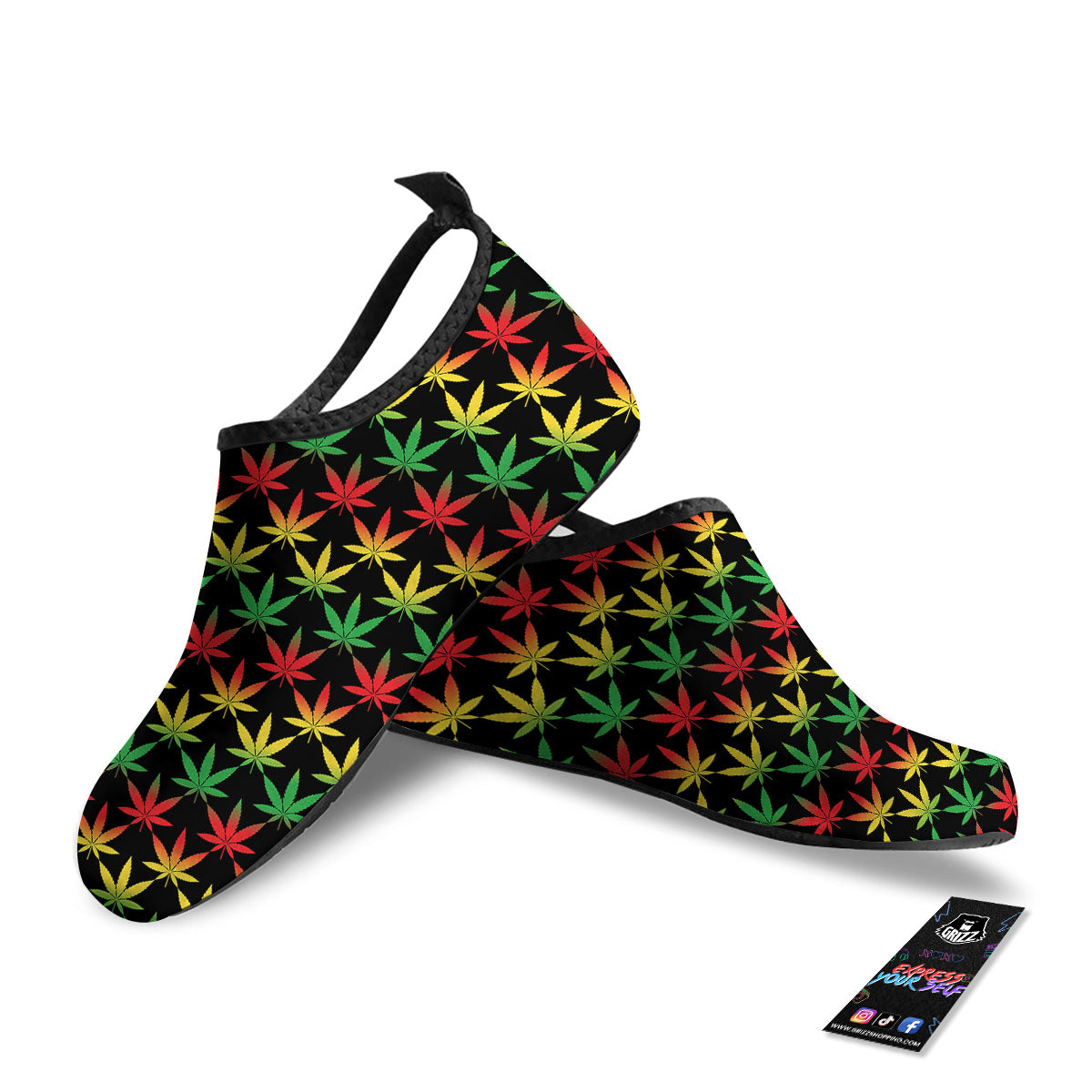 Leaf Reggae Marijuana Print Pattern Water Shoes-grizzshop