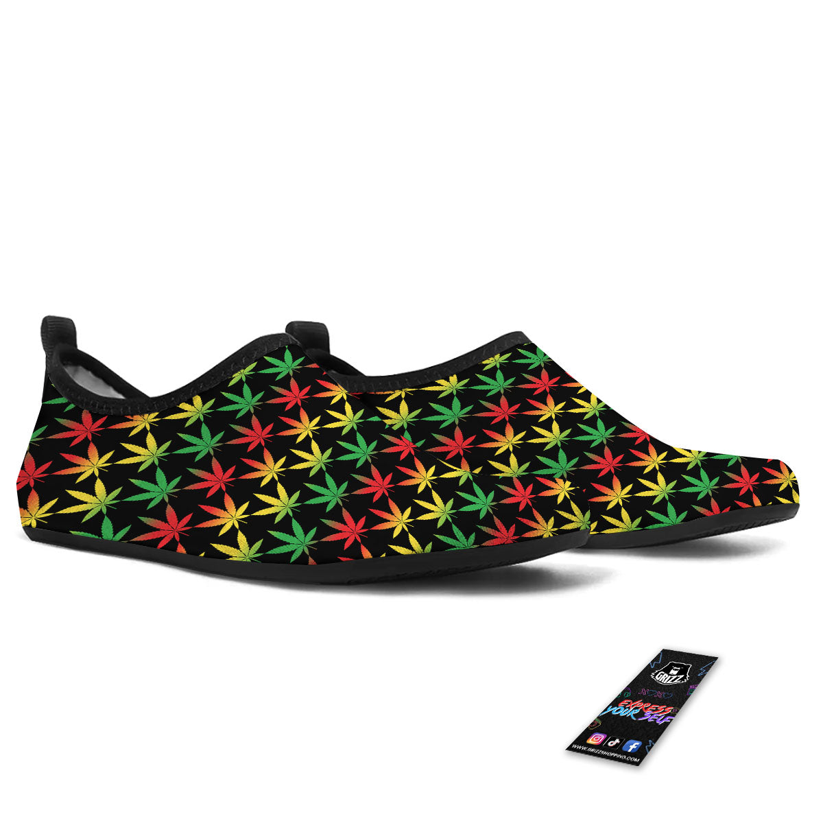 Leaf Reggae Marijuana Print Pattern Water Shoes-grizzshop