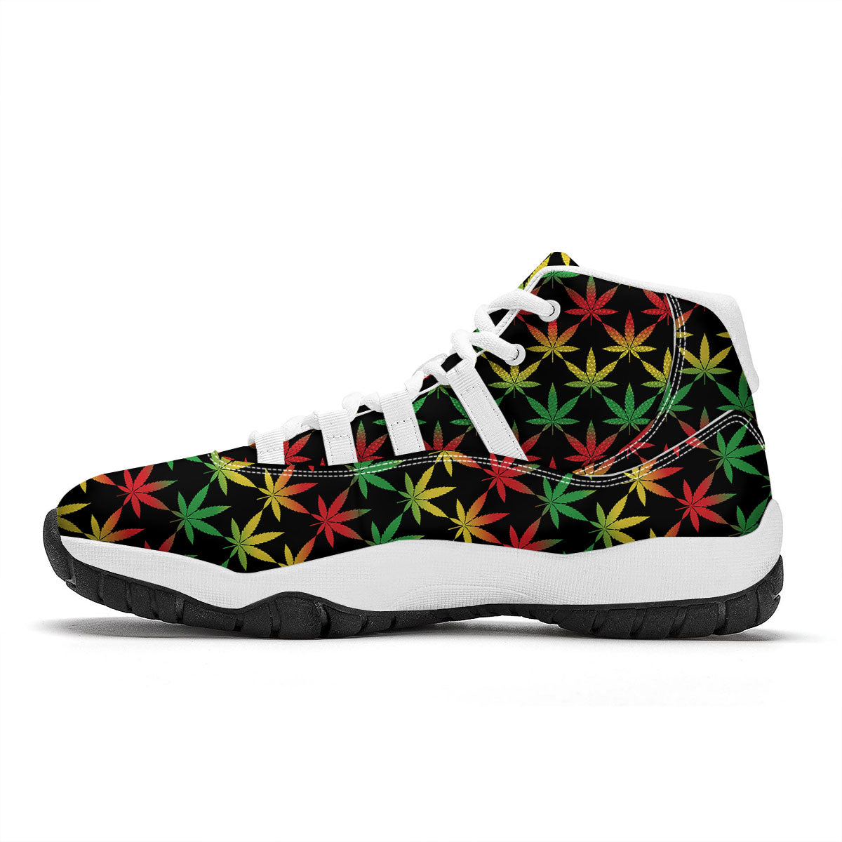 Leaf Reggae Marijuana Print Pattern White Bball Shoes-grizzshop