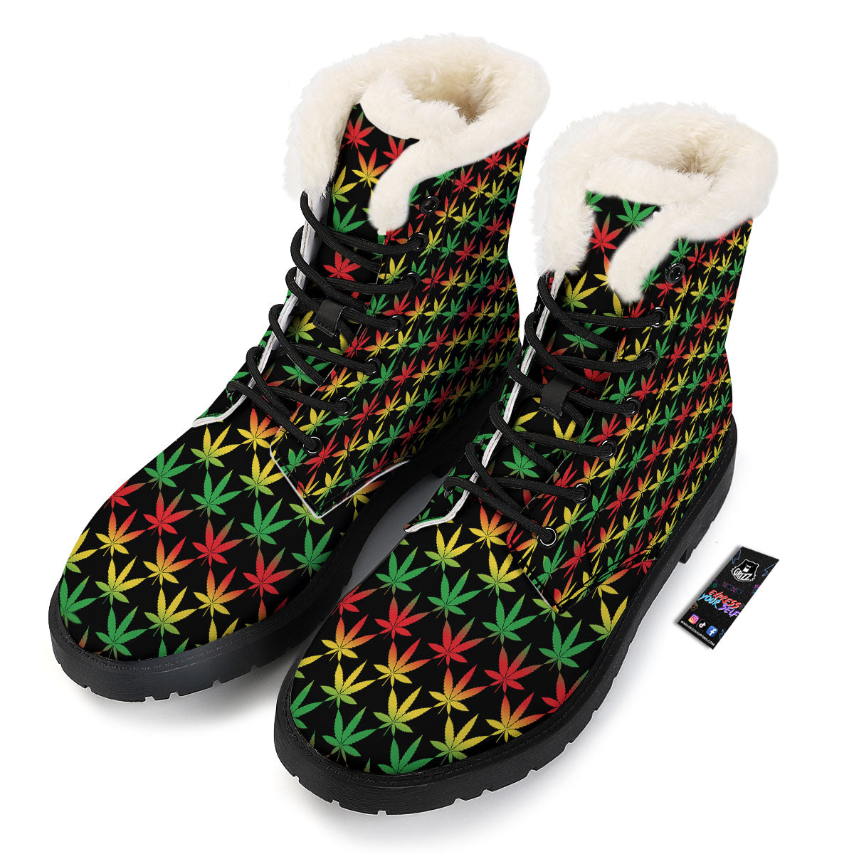 Leaf Reggae Marijuana Print Pattern Winter Boots-grizzshop