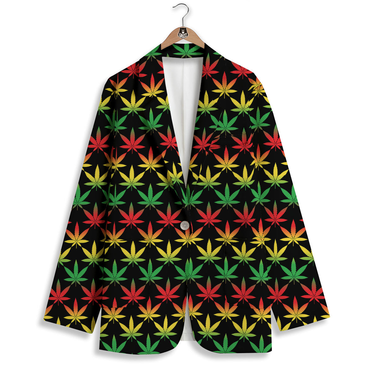 Leaf Reggae Marijuana Print Pattern Women's Blazer-grizzshop