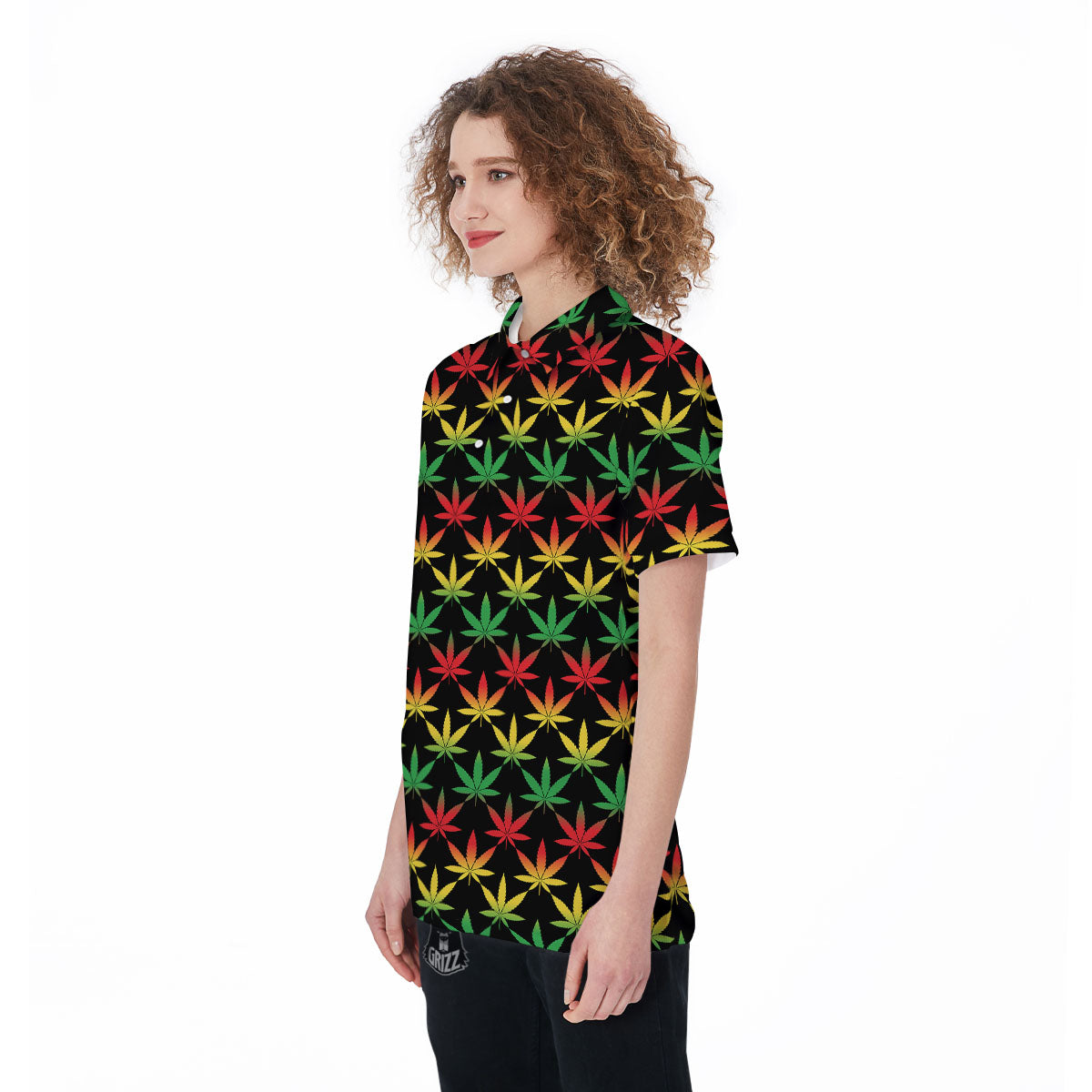 Leaf Reggae Marijuana Print Pattern Women's Golf Shirts-grizzshop