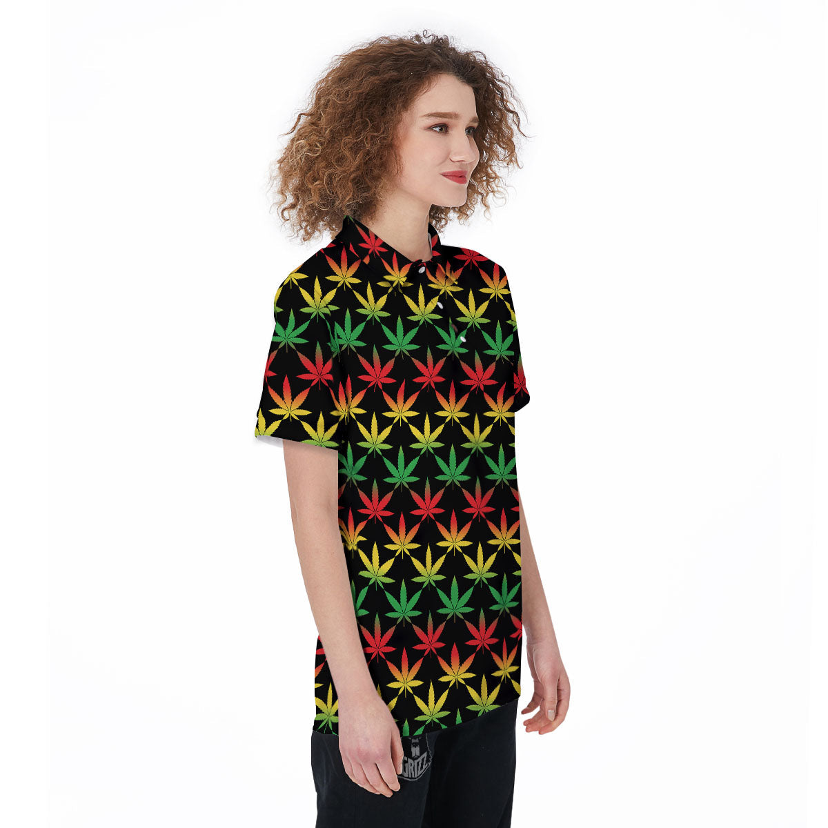 Leaf Reggae Marijuana Print Pattern Women's Golf Shirts-grizzshop