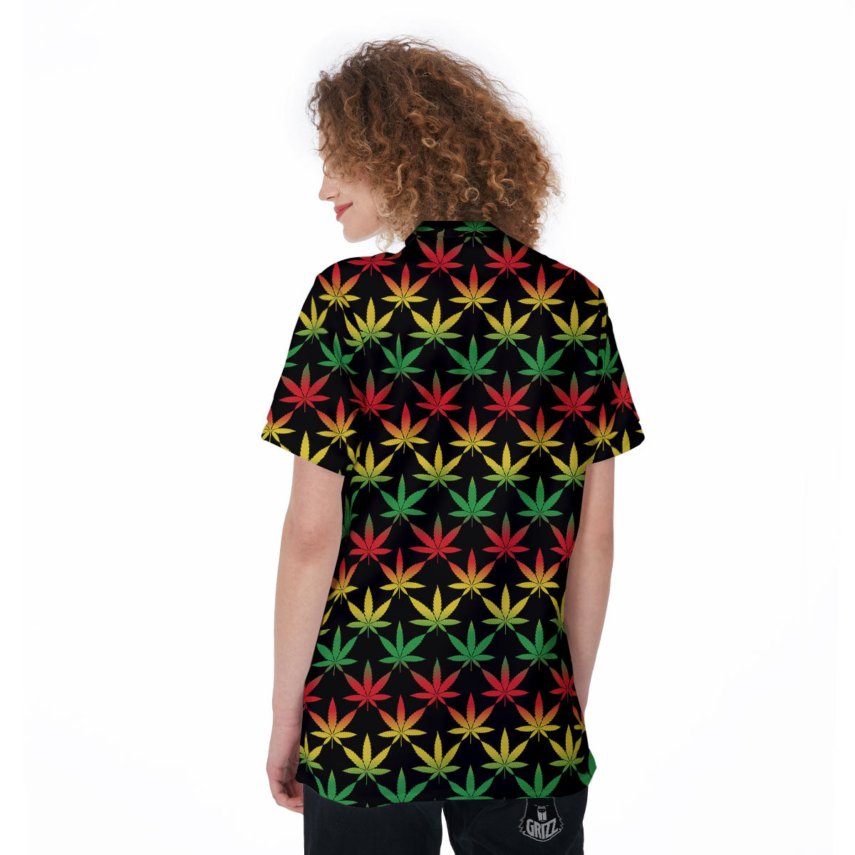 Leaf Reggae Marijuana Print Pattern Women's Golf Shirts-grizzshop