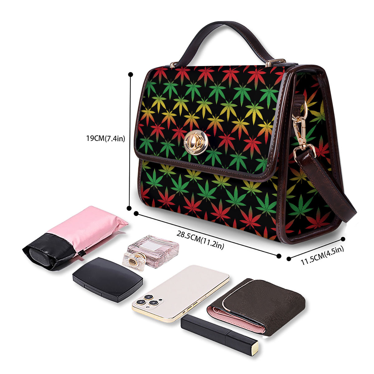 Leaf Reggae Marijuana Print Pattern Women's Satchel Bag