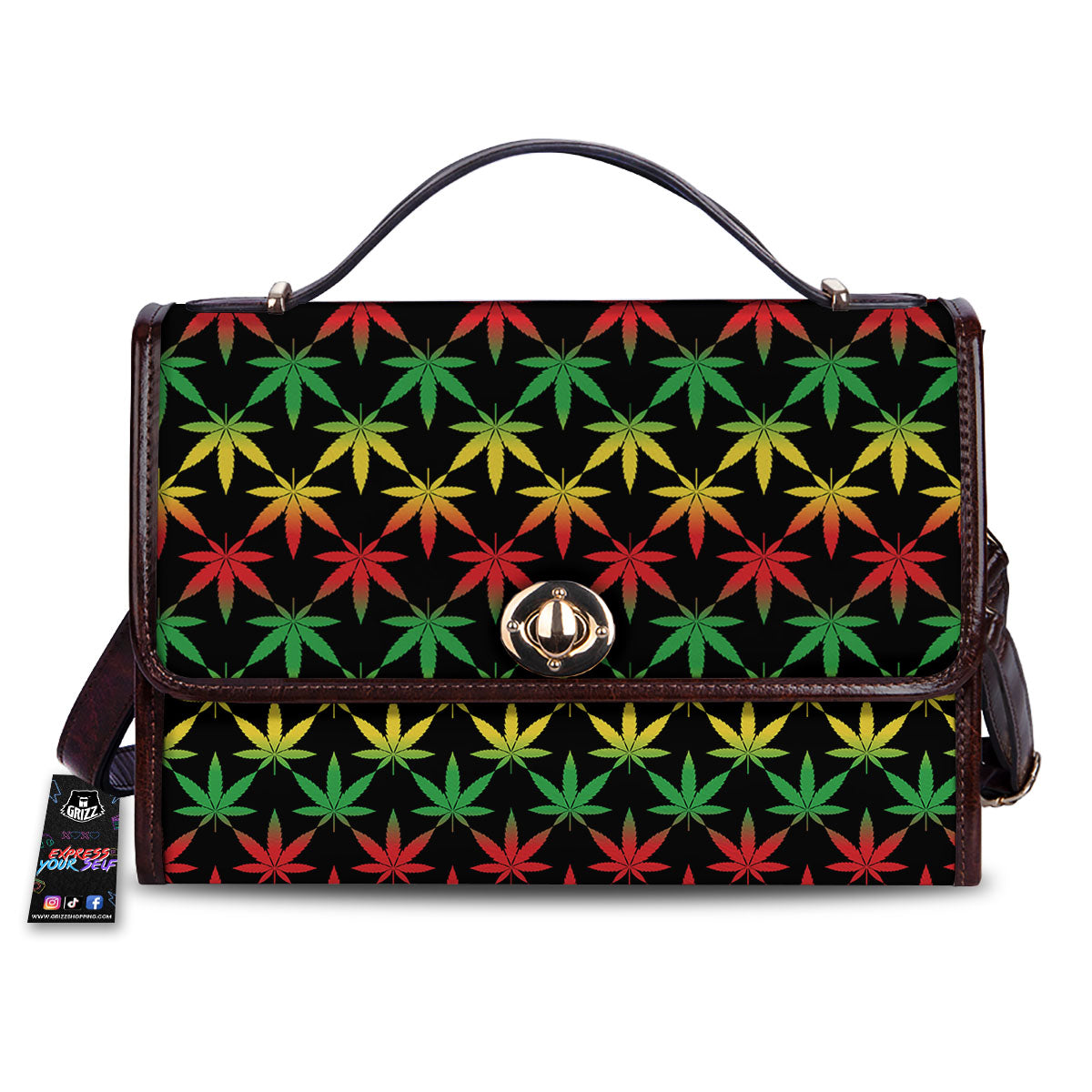 Leaf Reggae Marijuana Print Pattern Women's Satchel Bag