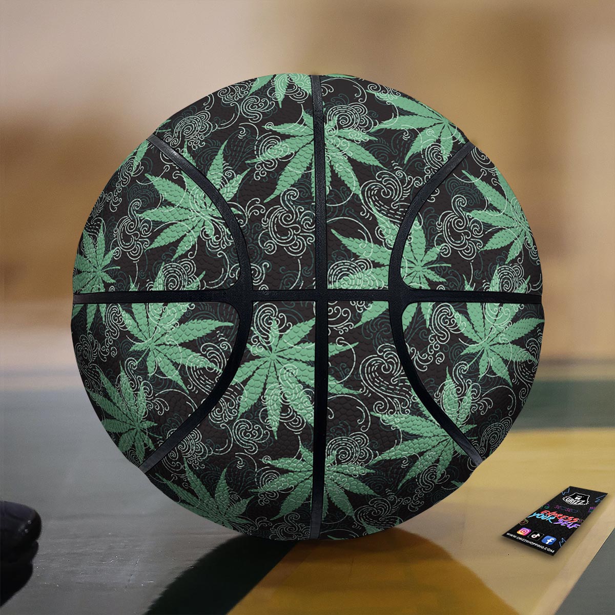 Leaf Swirl Cannabis Print Pattern Basketball