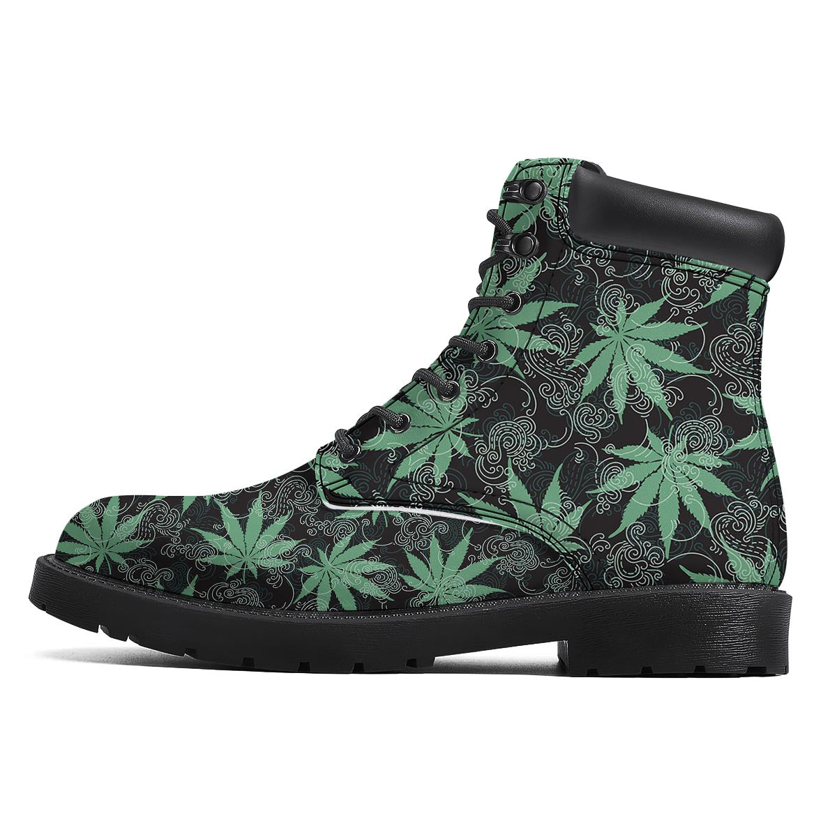 Leaf Swirl Cannabis Print Pattern Boots-grizzshop