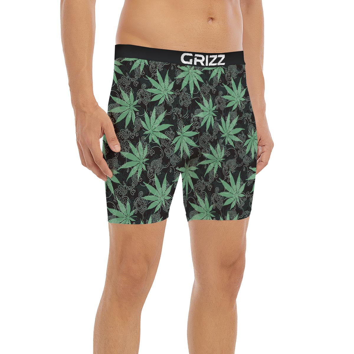 Leaf Swirl Cannabis Print Pattern Boxer Briefs-grizzshop