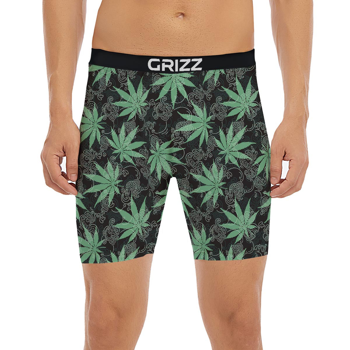 Leaf Swirl Cannabis Print Pattern Boxer Briefs-grizzshop